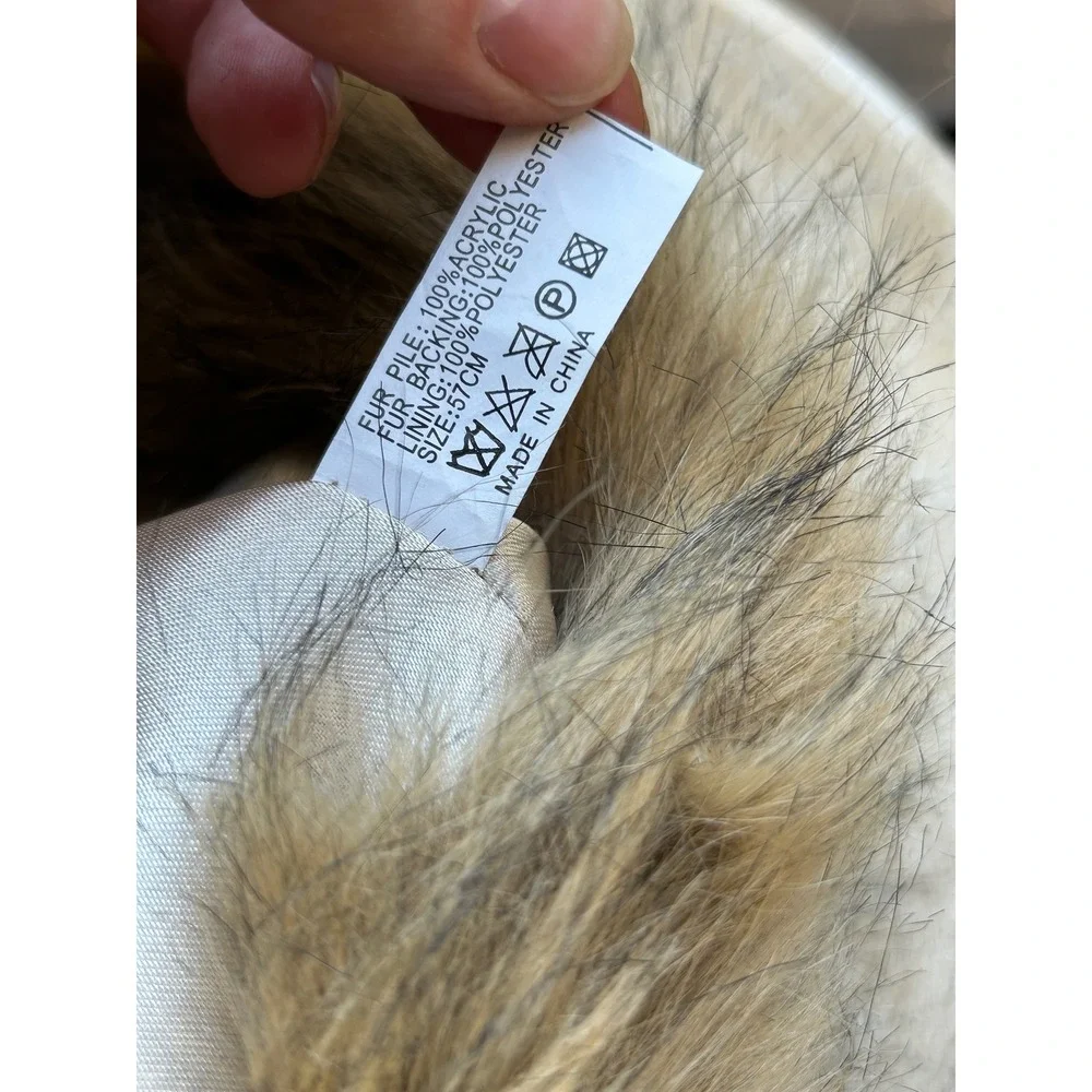 Brown Faux Fur Pillbox Hat Women's Winter Cossack Russian Style Cap 23 Inch